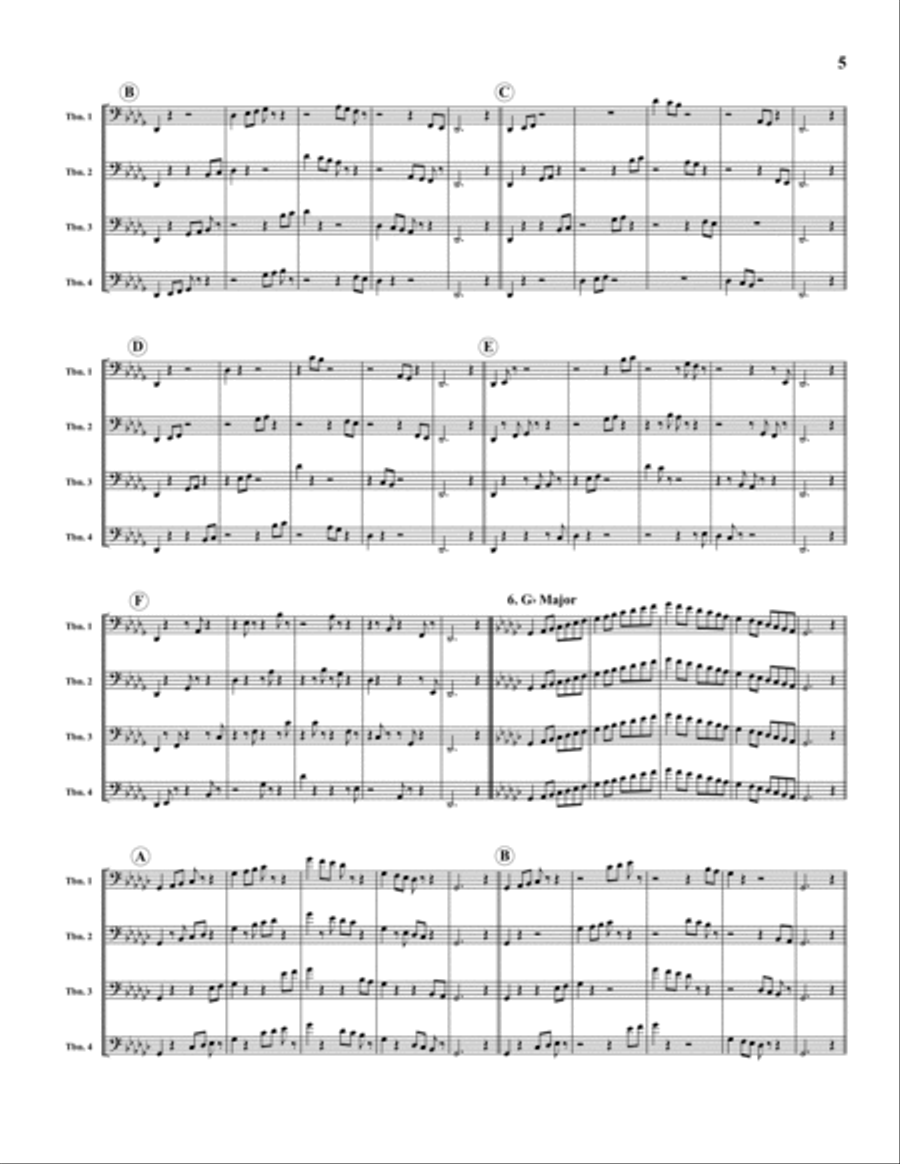 Donut Etudes: Coordination Studies in 12 Keys for 4-Part Trombone Ensemble, Volume 1 4-Part scores gallery preview page 5