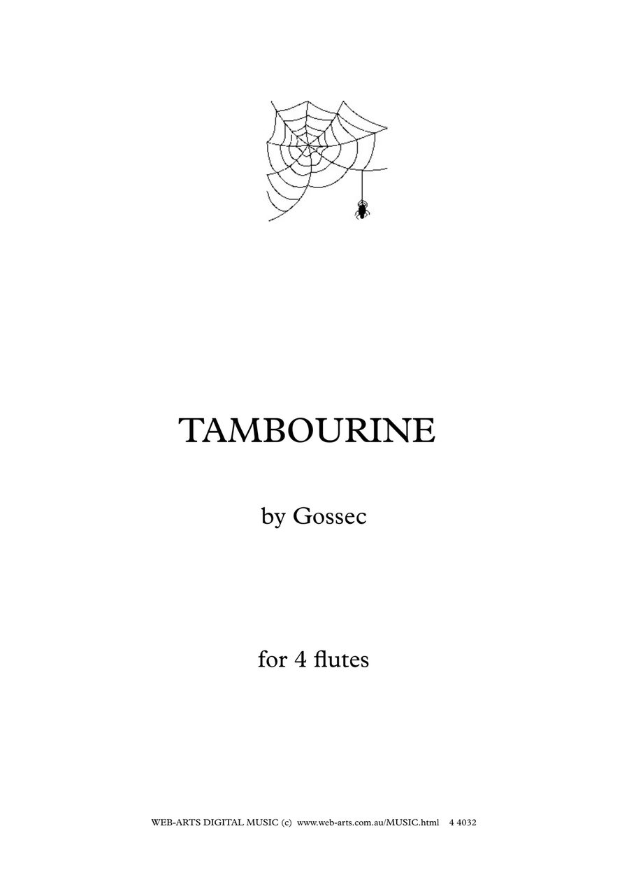 TAMBOURINE for 4 flutes - GOSSEC Flute Quartet scores gallery preview page 1