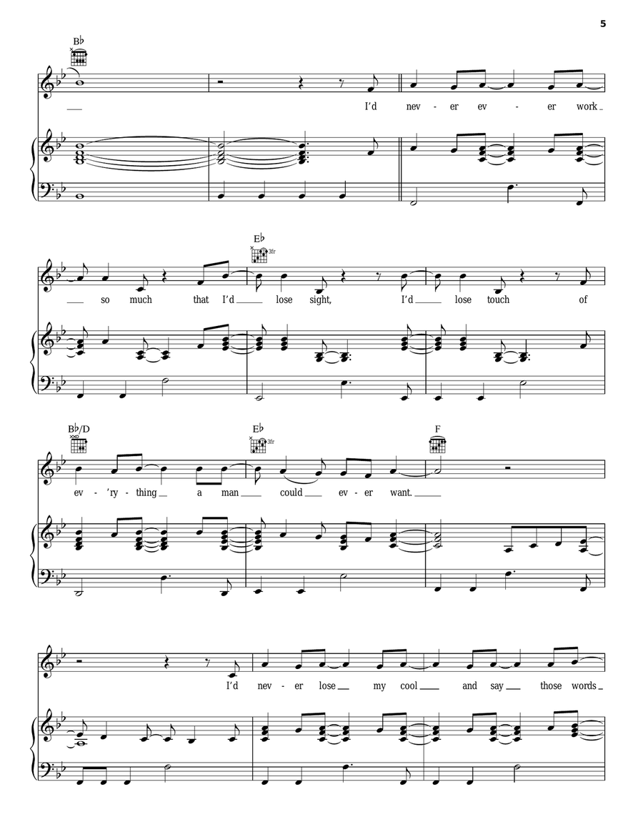 Things I'd Never Do Piano, Vocal, Guitar scores gallery preview page 5
