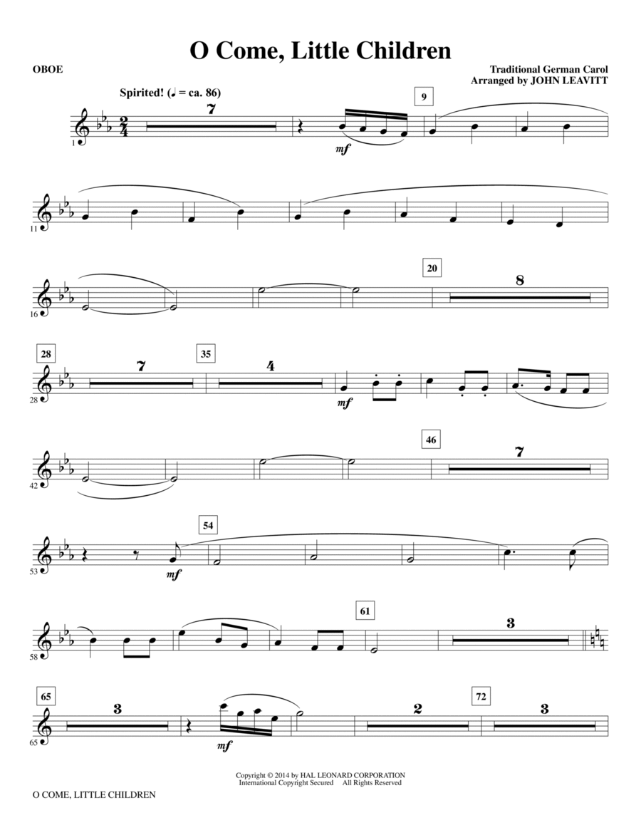 O Come, Little Children - Oboe Choir scores gallery preview page 1