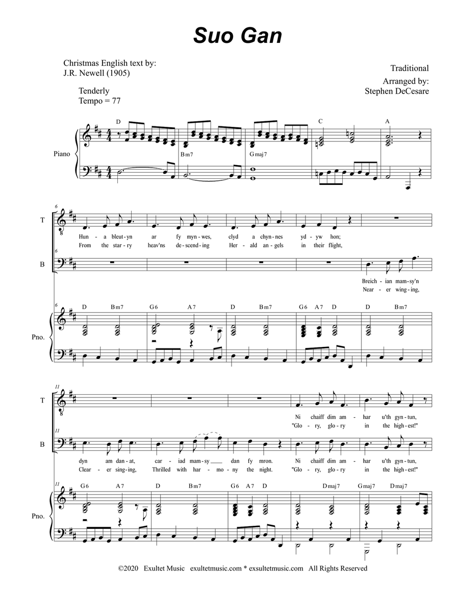 Suo Gan (2-part choir - (TB) TB scores gallery preview page 1