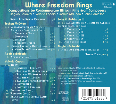 Where Freedom Rings - Compositions by Contemporary African American Composers