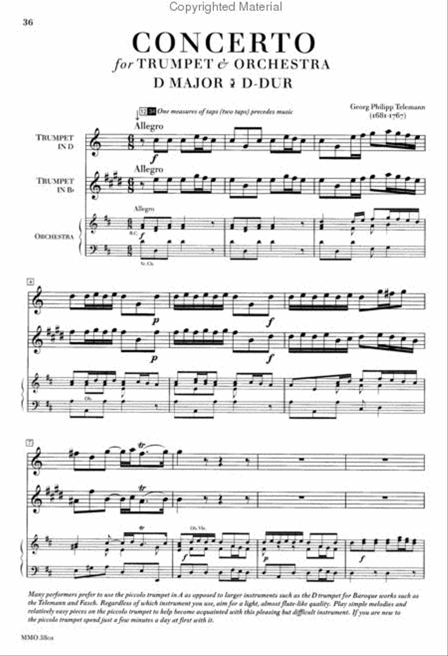 Three Trumpet Concerti: Haydn, Telemann, Fasch - Music Minus One Trumpet Trio scores gallery preview page 3
