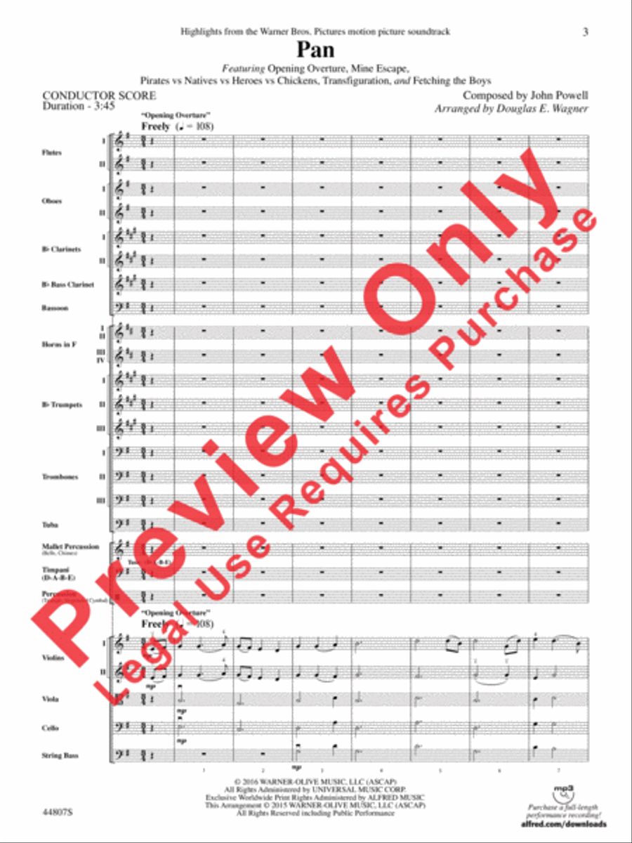Pan: Highlights from the Warner Bros. Pictures Motion Picture Soundtrack Full Orchestra scores gallery preview page 4