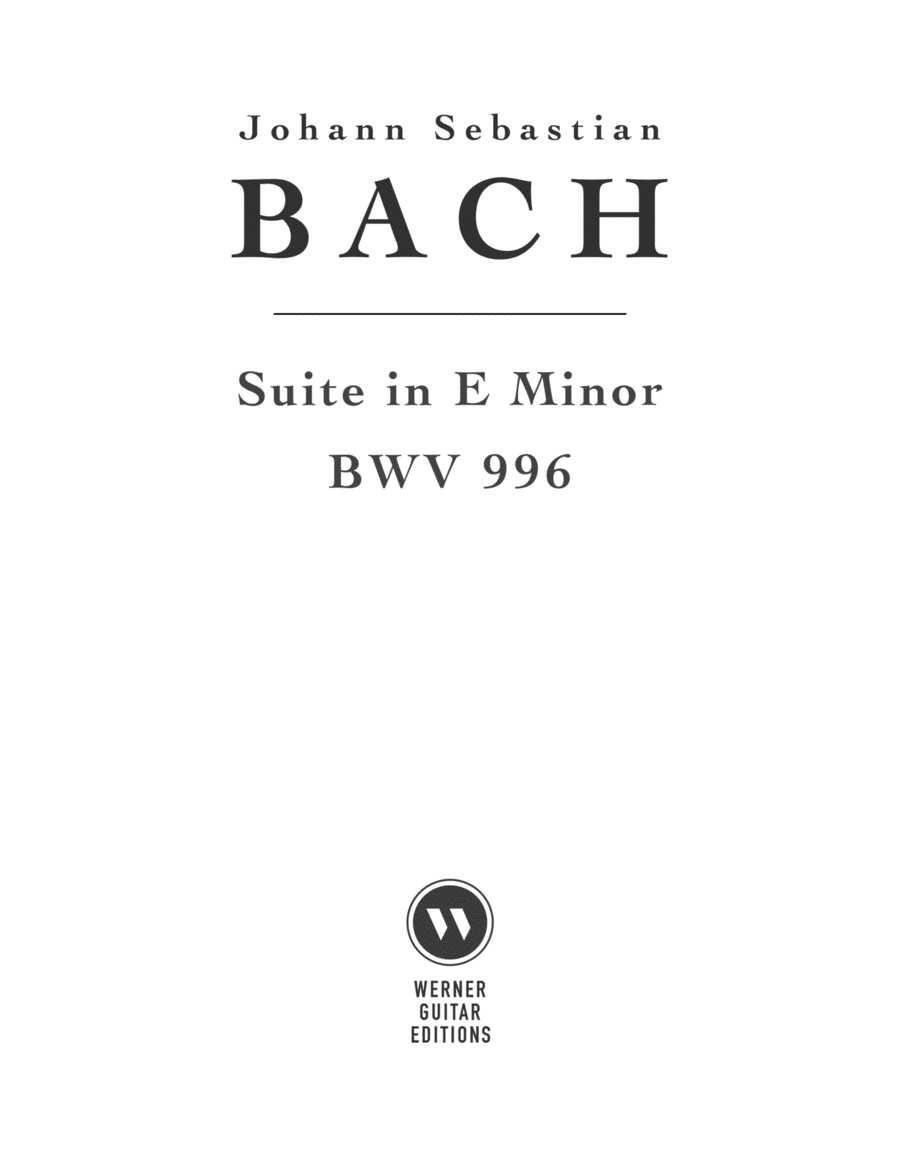 Lute Suite in E Minor BWV 996 by Bach for Guitar