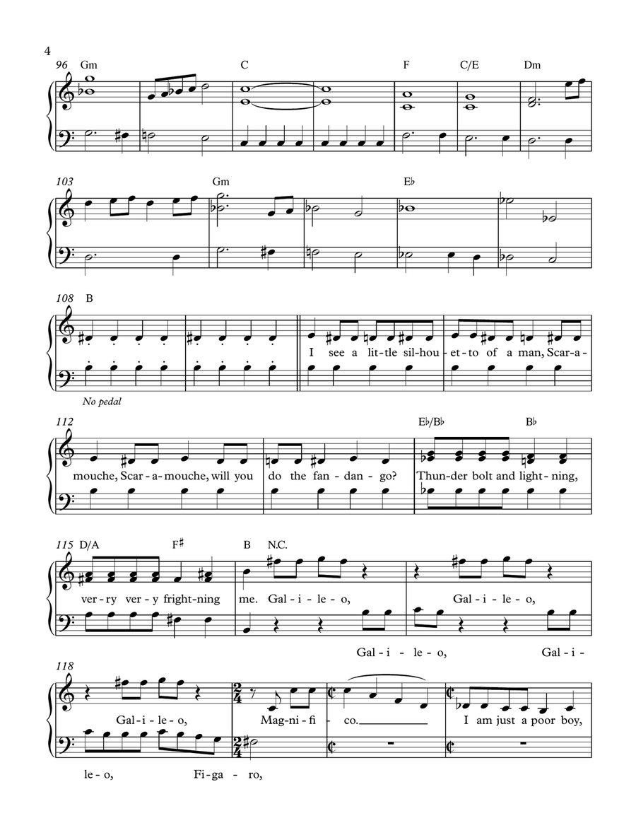Bohemian Rhapsody Piano, Vocal scores gallery preview page 4