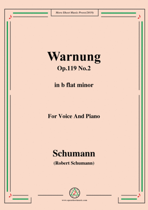Book cover for Schumann-Warnung,Op.119 No.2,in b flat minor,for Voice&Piano