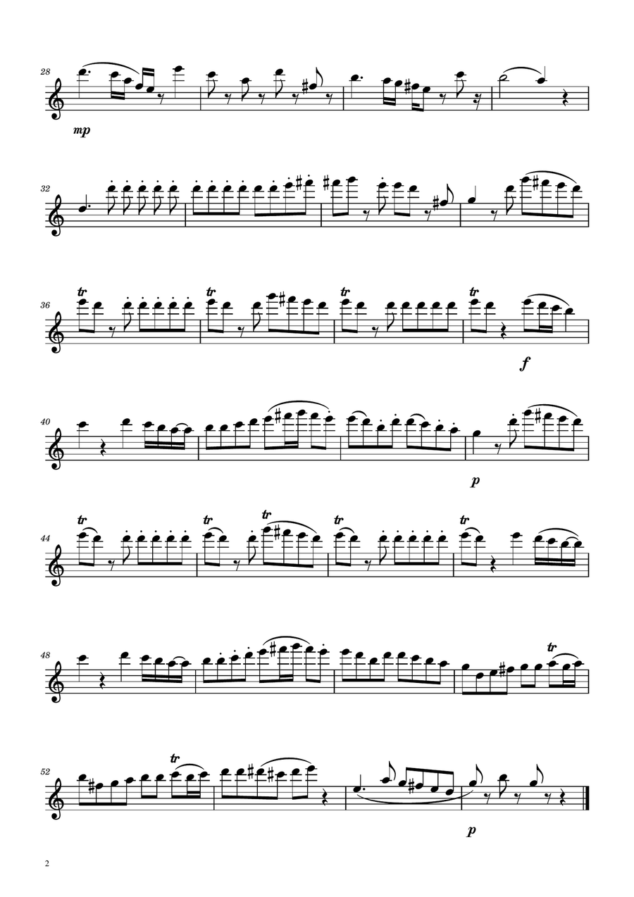 Mozart: Eine Kleine Nachtmusik (K.525) - Alto Flute Solo w/ Piano Flute Solo scores gallery preview page 2