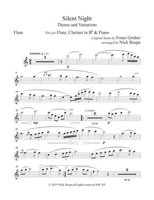 Silent Night - variations (Trio for Flute, Clarinet & Piano) Flute part
