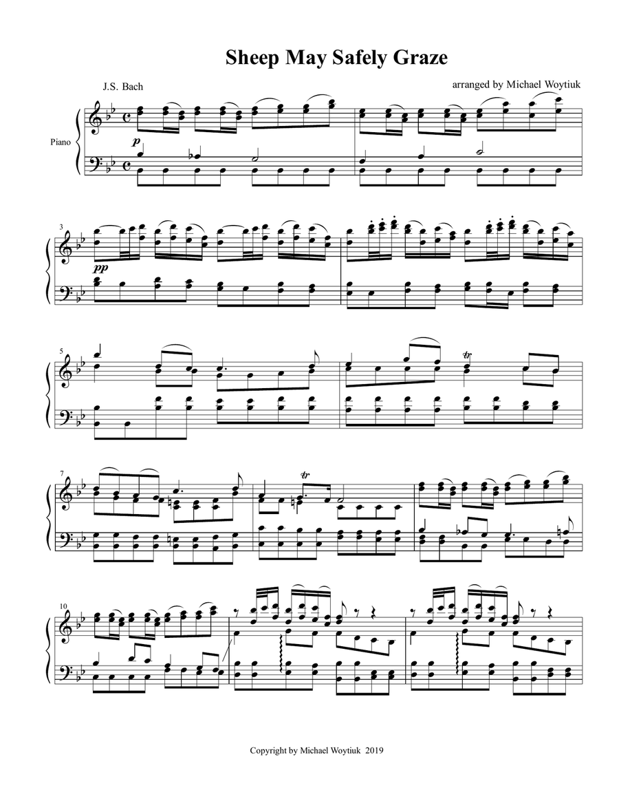 Sheep May Safely Graze Piano Solo scores gallery preview page 1