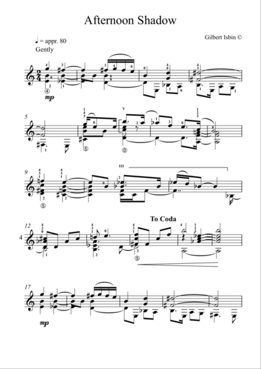 AFTERNOON SHADOW Electric Guitar scores gallery preview page 1