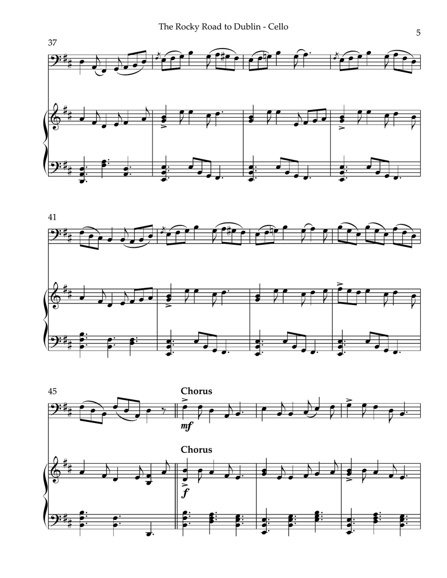The Rocky Road to Dublin, Duet for Cello & Harp String Duet scores gallery preview page 5