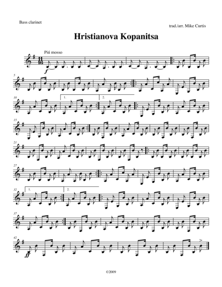 Hristianova Kopanitsa for Clarinet Quartet