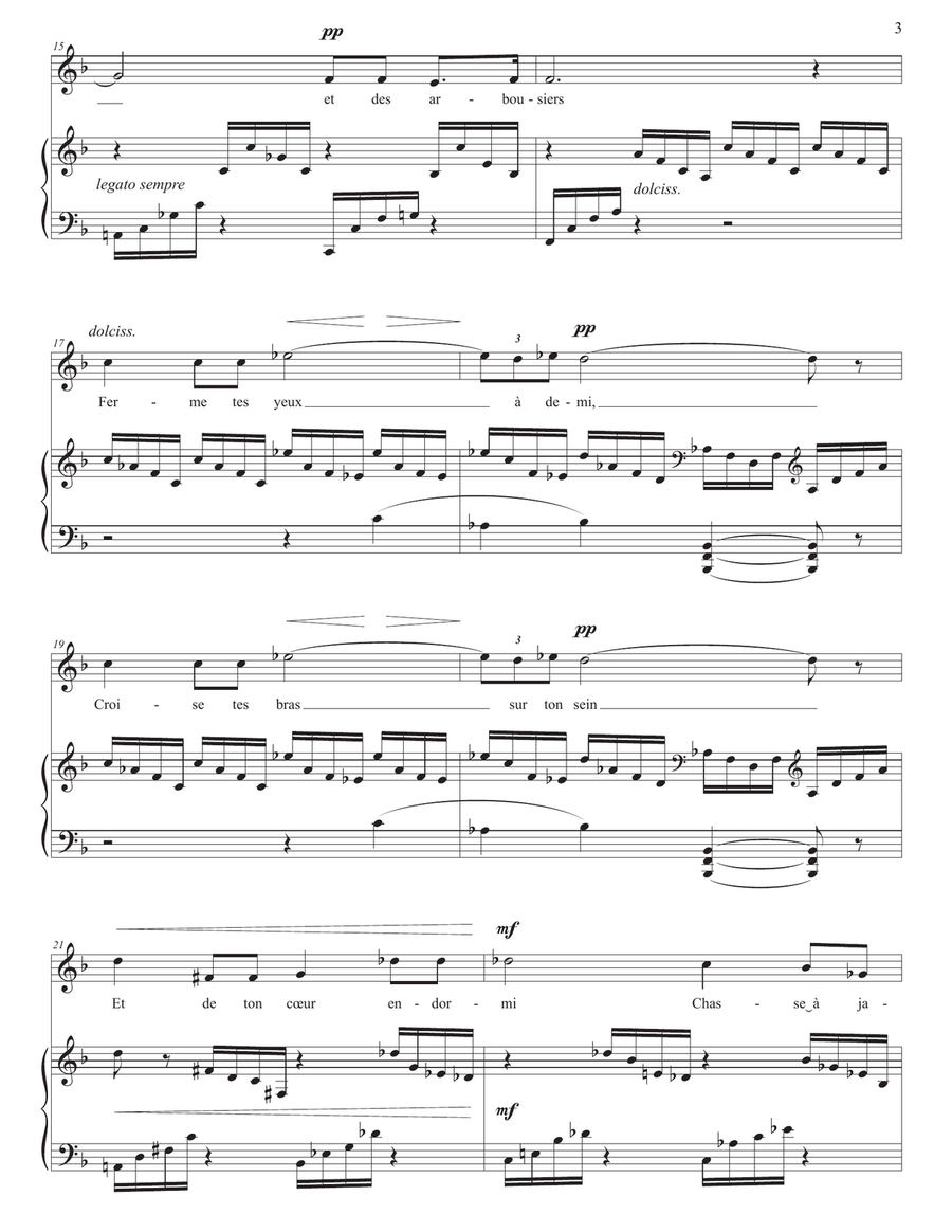 FAURÉ: En Sourdine, Op. 58 no. 2 (transposed to F major) Piano, Vocal scores gallery preview page 4