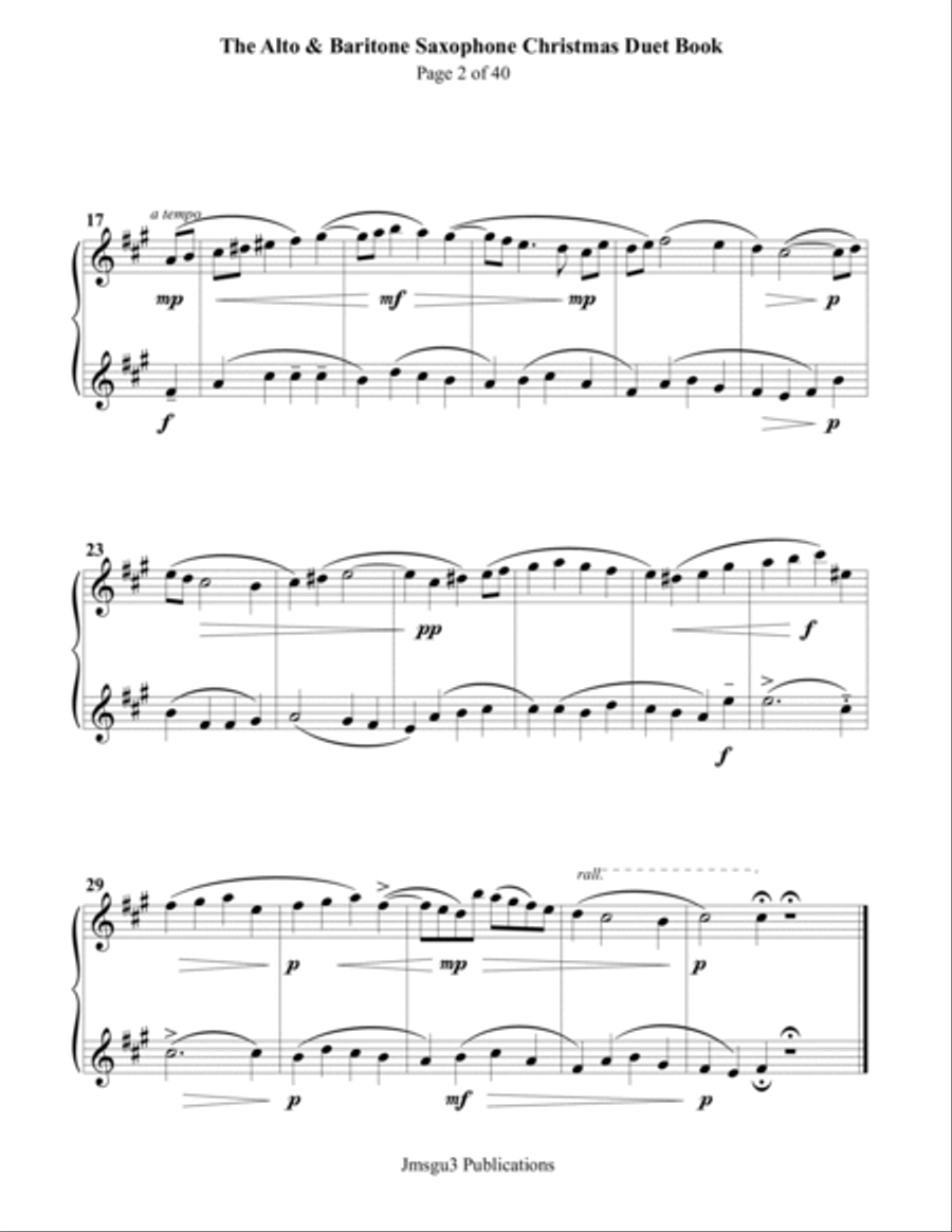 The Alto & Baritone Sax Christmas Duet Book Woodwind Duet scores gallery preview page 2
