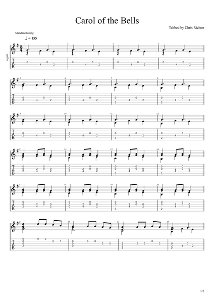 Carol of the Bells (Solo Fingerstyle Guitar Tab) image number null
