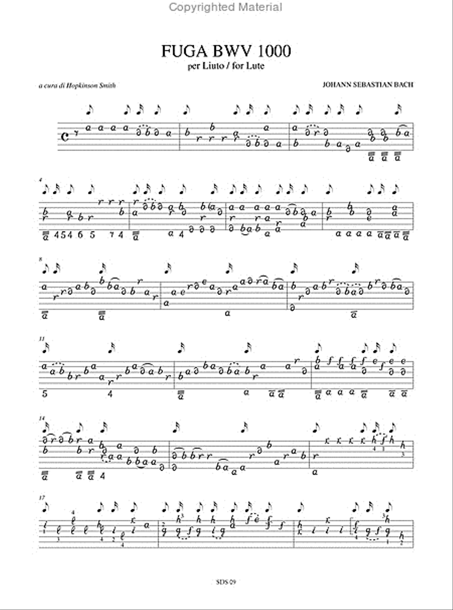 Prelude BWV 999 - Fugue BWV 1000 for Baroque Lute Lute scores gallery preview page 2