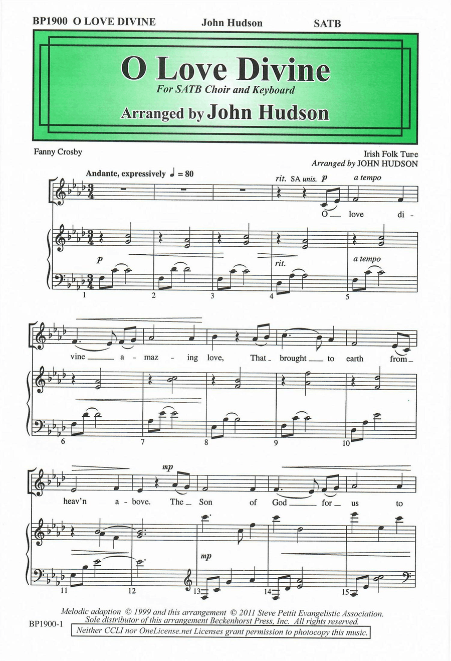 O Love Divine - Hudson 4-Part scores gallery preview page 1
