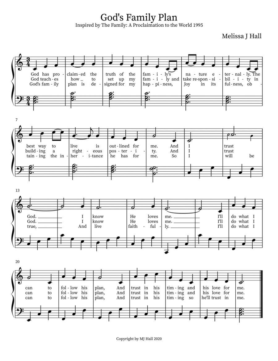 God's Family Plan Easy Piano scores gallery preview page 1