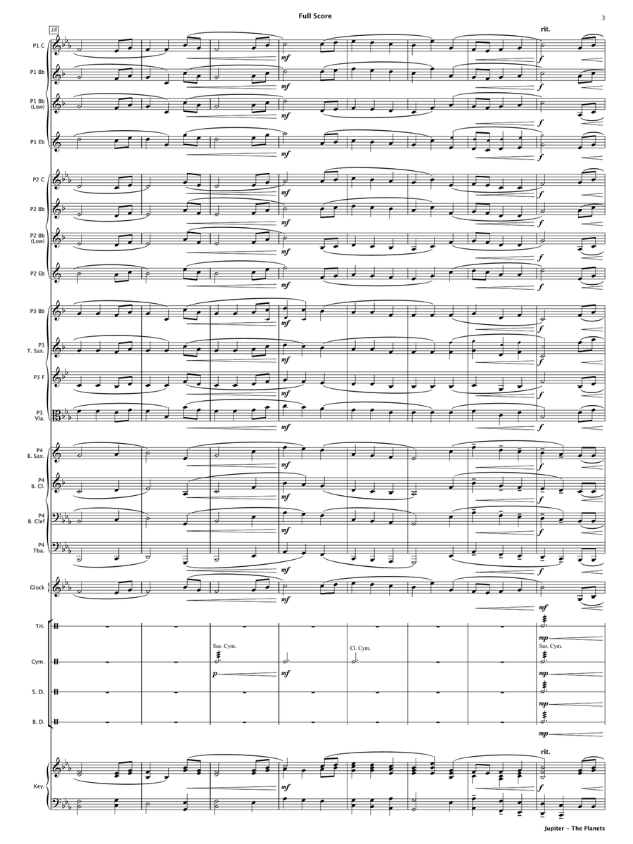 Jupiter - The Planets (Flexible Instrumentation) Concert Band scores gallery preview page 6