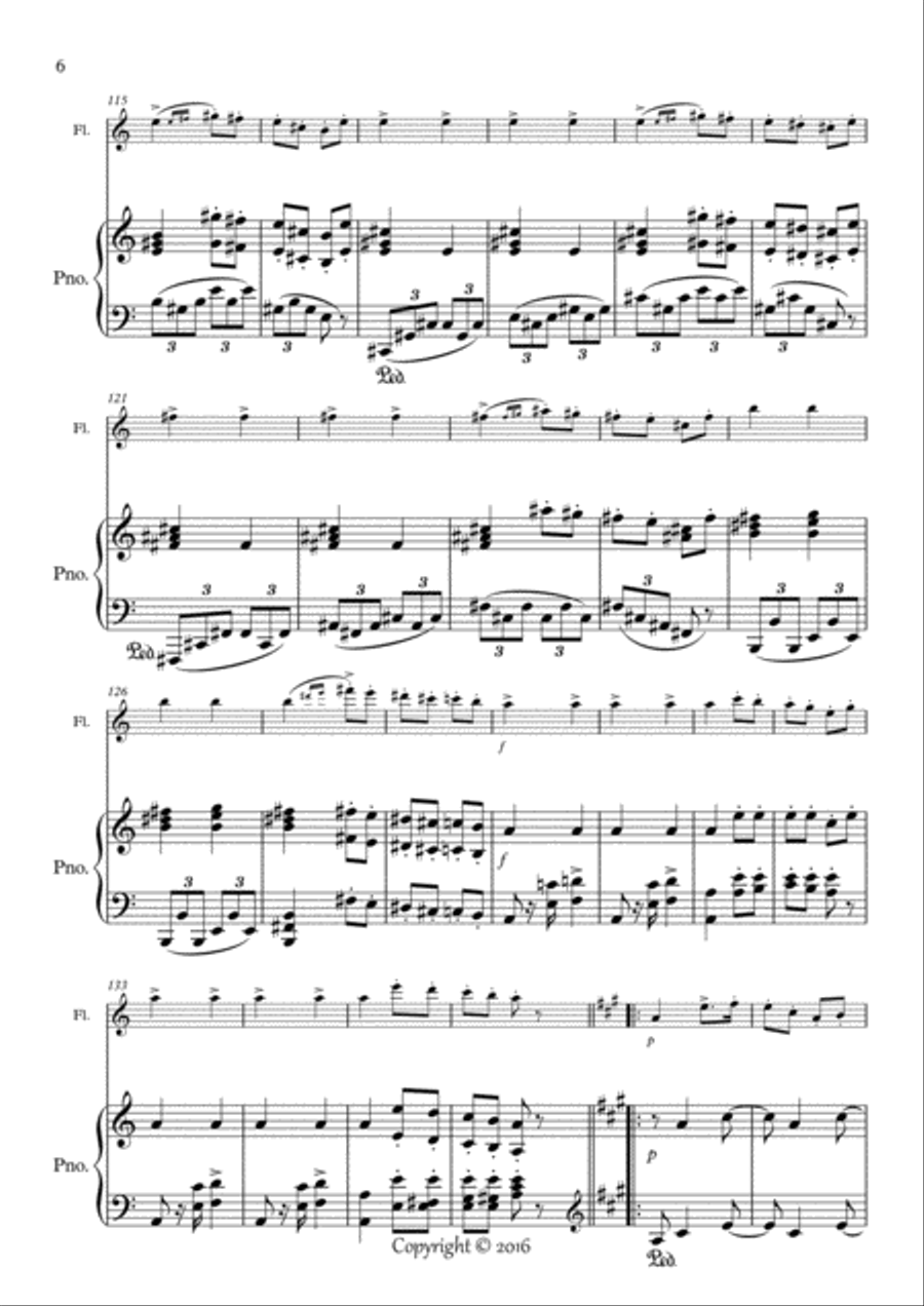 Humoresque No.5, A.Dvorak (flute and piano) Flute Solo scores gallery preview page 6