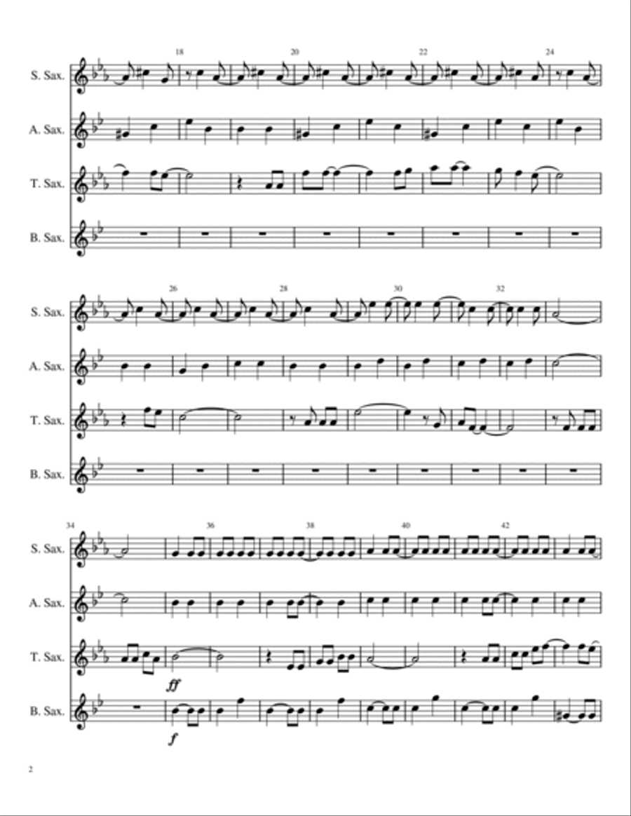 The Sound Of Silence Saxophone Quartet scores gallery preview page 2