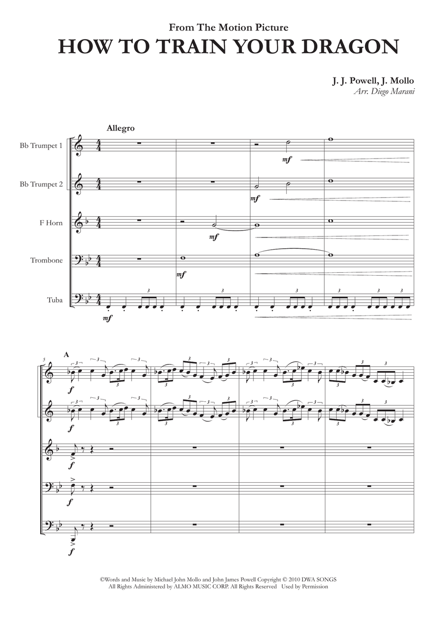 How To Train Your Dragon Brass Ensemble scores gallery preview page 1