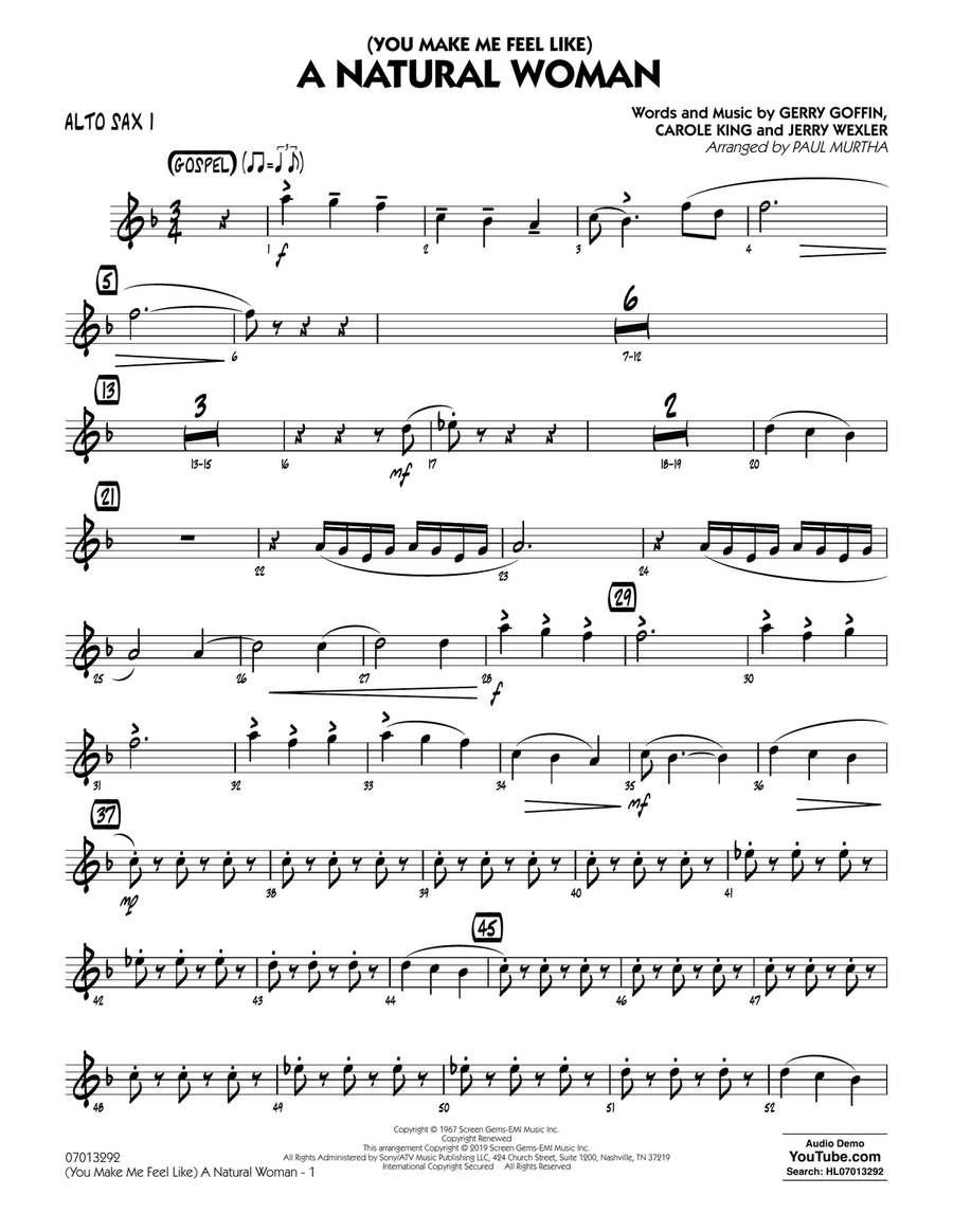 (You Make Me Feel Like) A Natural Woman (arr. Paul Murtha) - Alto Sax 1 Jazz Ensemble scores gallery preview page 1