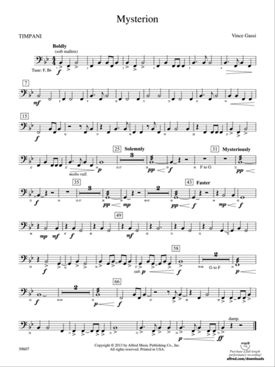 Mysterion: Timpani Concert Band scores gallery preview page 1