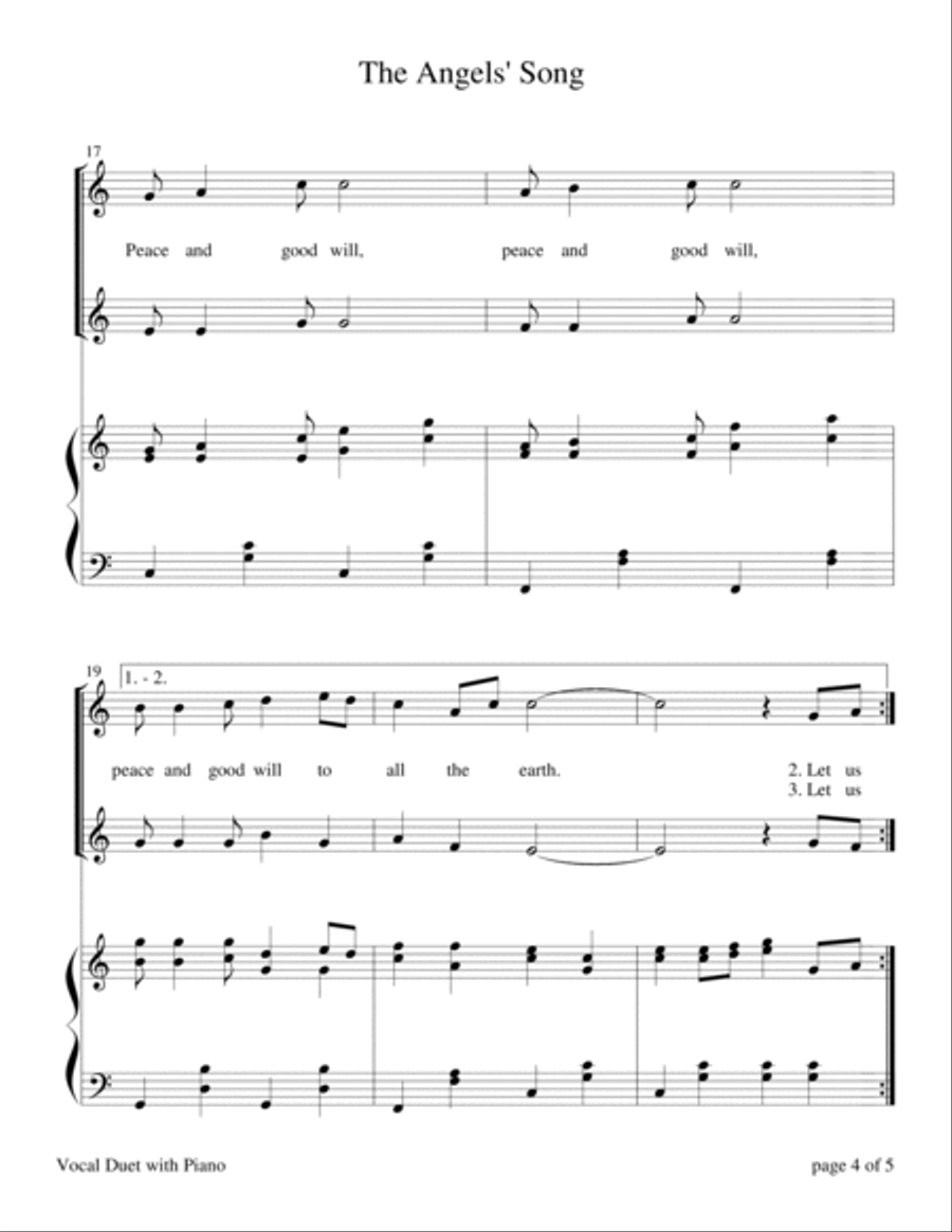 The Angels' Song (Vocal Duet, C Major) Piano scores gallery preview page 5