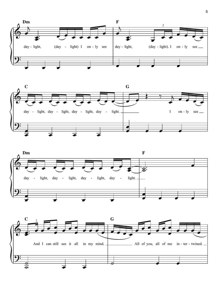 Daylight Daylight Easy Piano scores gallery preview page 5