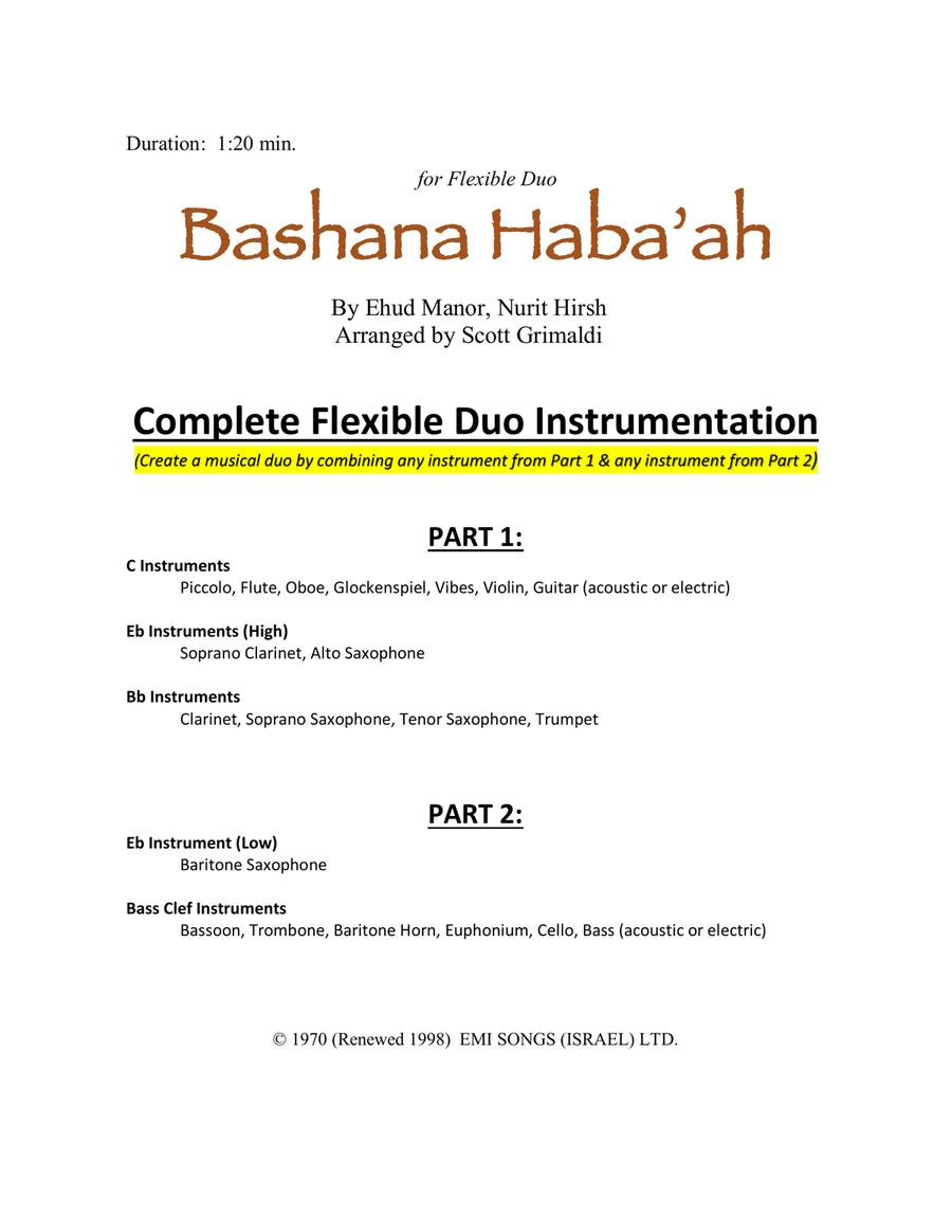 Bashana Haba 'ah Small Ensemble scores gallery preview page 2