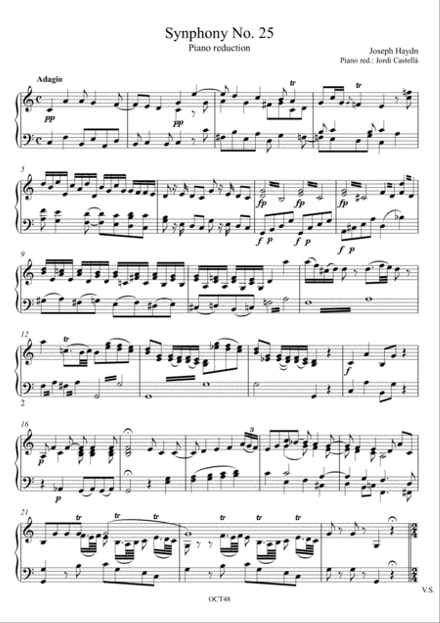 Symphony No. 25 – Piano Solo Arrangement Piano Solo scores gallery preview page 1
