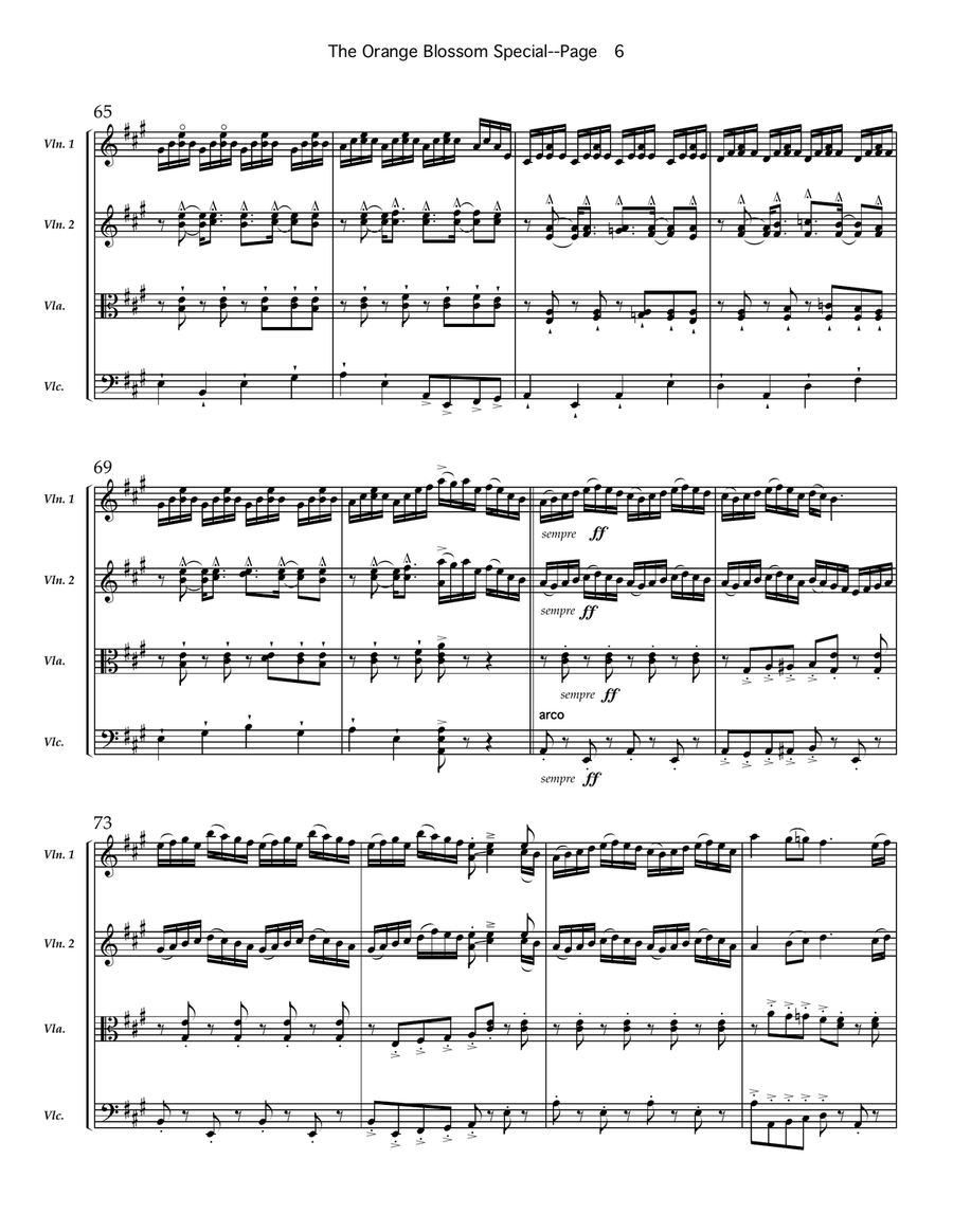 Orange Blossom Special String Quartet scores gallery preview page 6