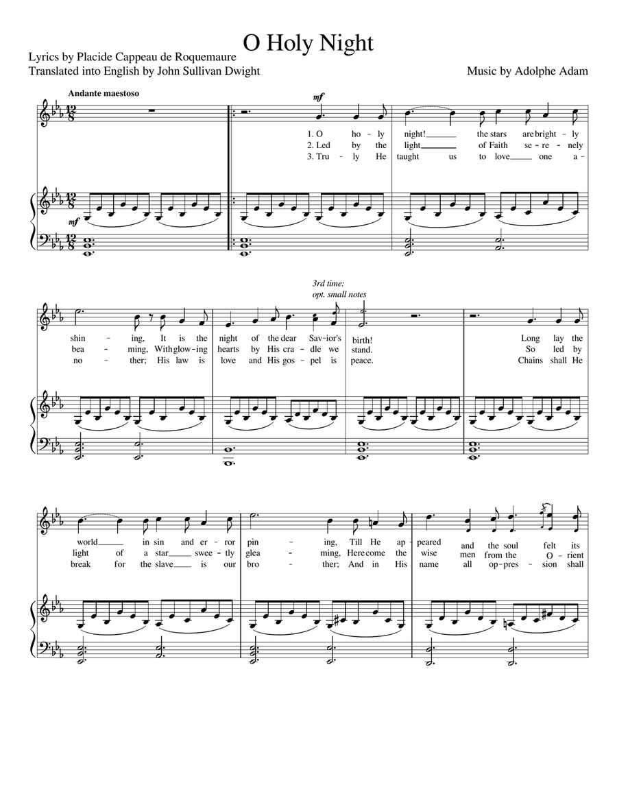 O Holy Night (Original Version) [High Voice; key: Eb] High Voice scores gallery preview page 1