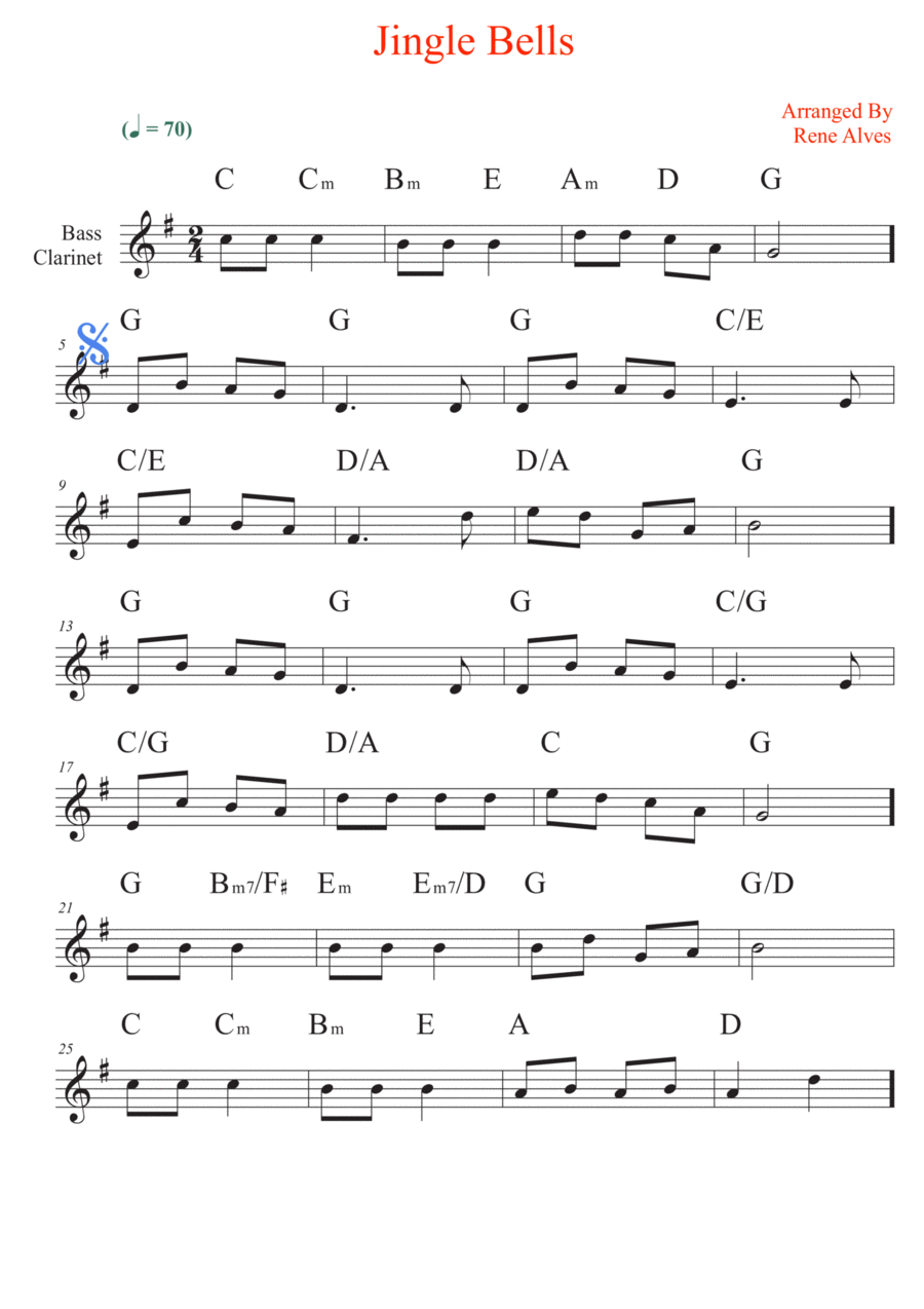 jingle bells Bass Clarinet scores gallery preview page 1