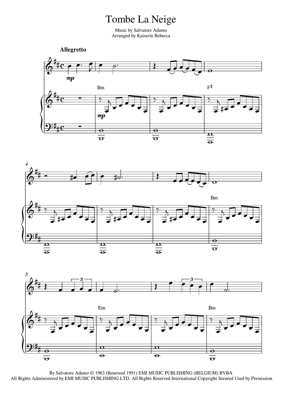 Tombe La Neige Violin Solo scores gallery preview page 1