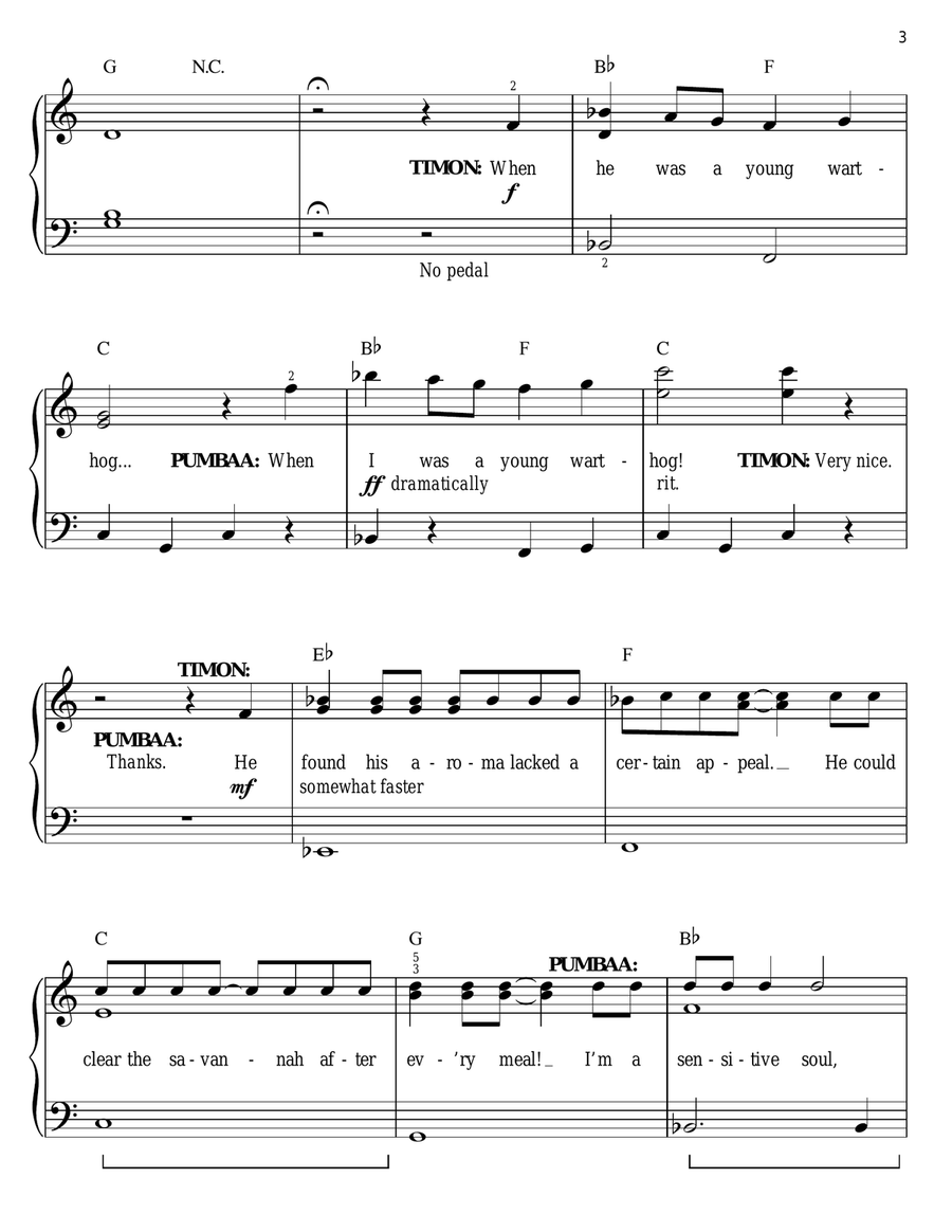 Hakuna Matata (from The Lion King) Easy Piano scores gallery preview page 3