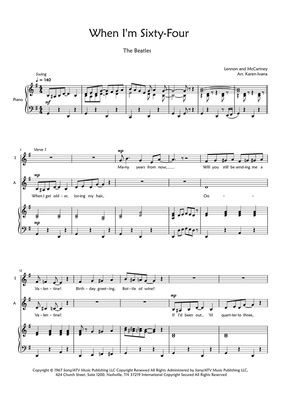 When I'm Sixty-four SA scores gallery preview page 1