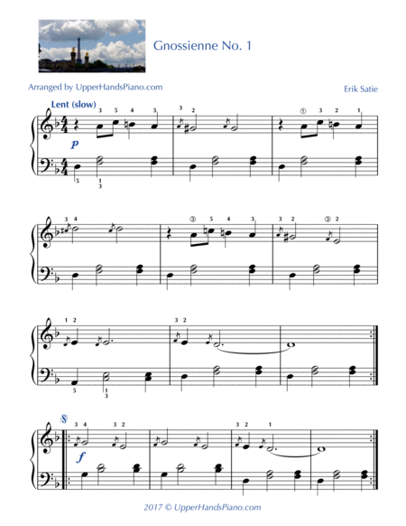 Gnossienne No. 1 - EASY PIANO image number null