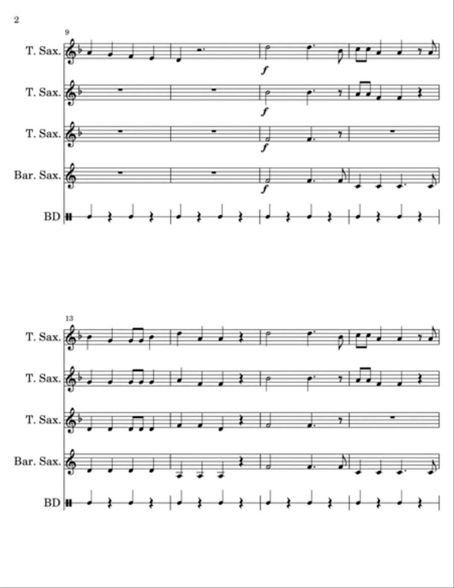 Wellerman Saxophone Quartet Saxophone Quartet scores gallery preview page 2