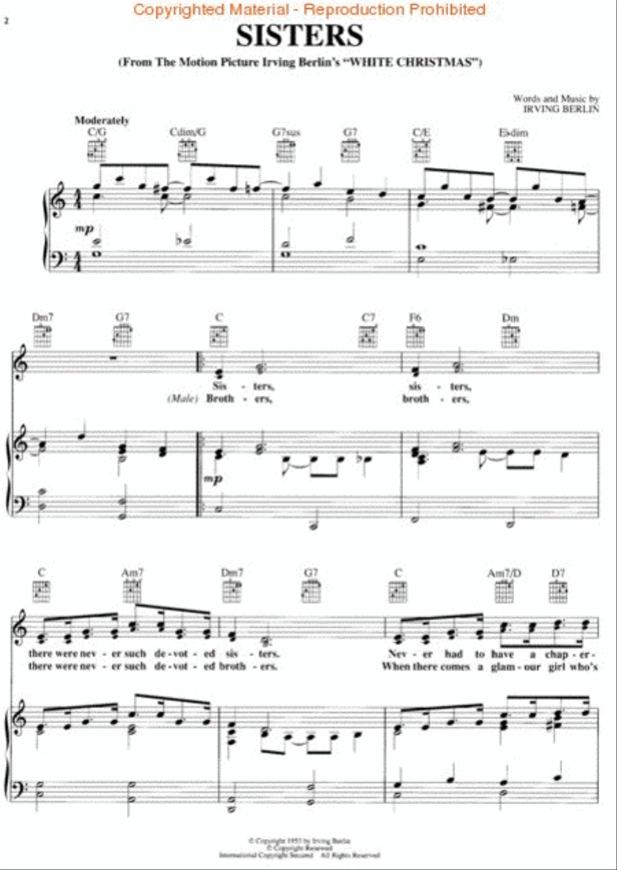 Sisters Sisters Piano, Vocal, Guitar scores gallery preview page 2