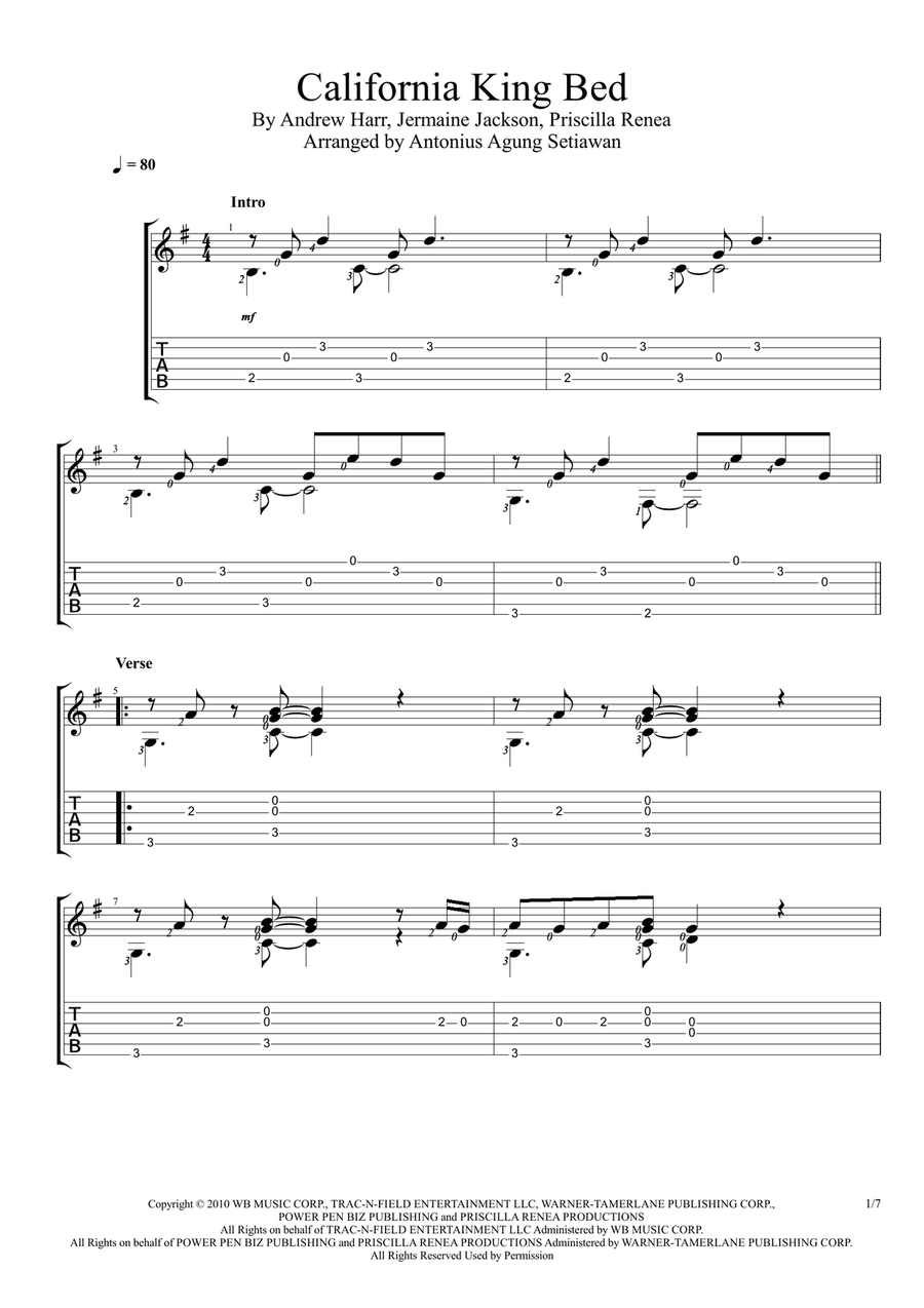 California King Bed Acoustic Guitar scores gallery preview page 1