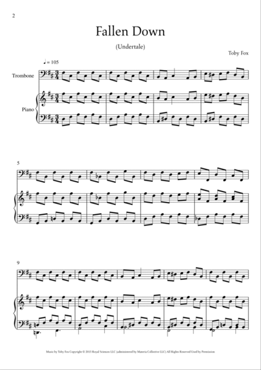 Fallen Down (from Undertale) Small Ensemble scores gallery preview page 2