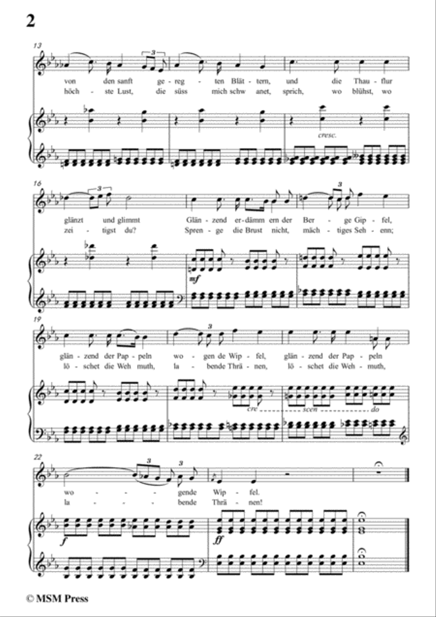Schubert-Die Mondnacht,in E flat Major,for Voice&Piano Voice scores gallery preview page 4