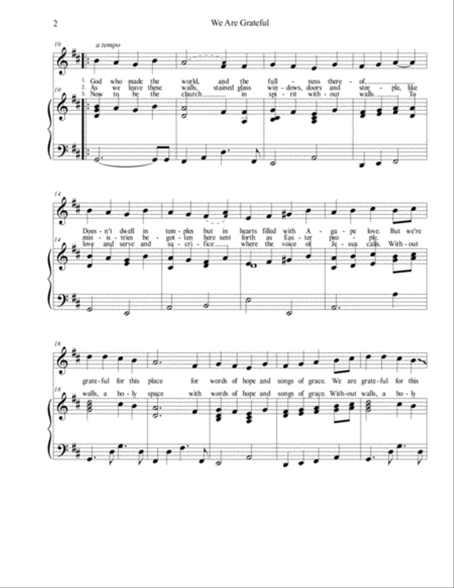 We Are Grateful (Church Without Walls) Unison Choir scores gallery preview page 2