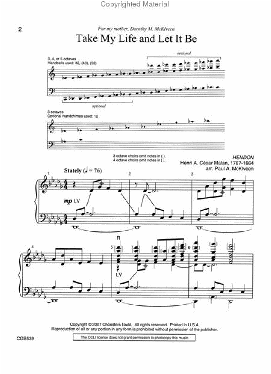 Take My Life and Let It Be Handbell Choir scores gallery preview page 2