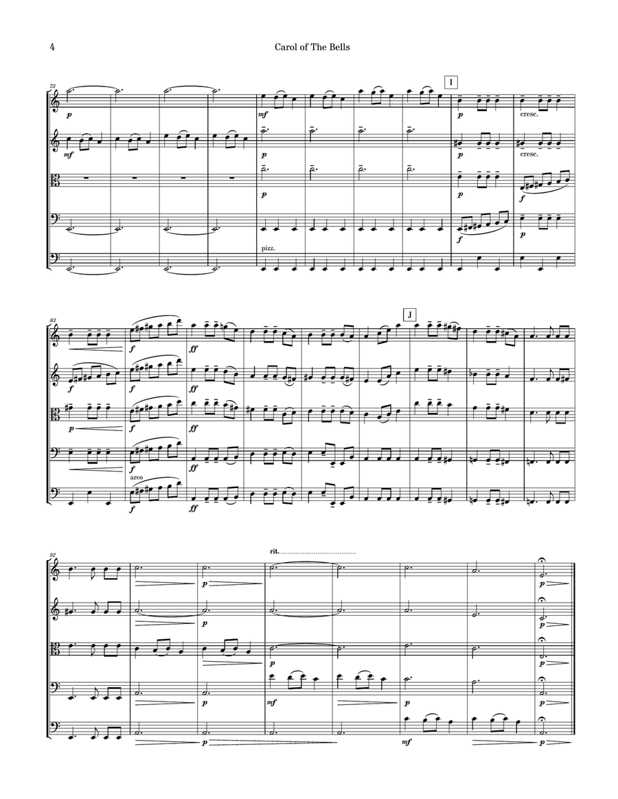 Carol of The Bells String Orchestra-Quintet String Orchestra scores gallery preview page 5