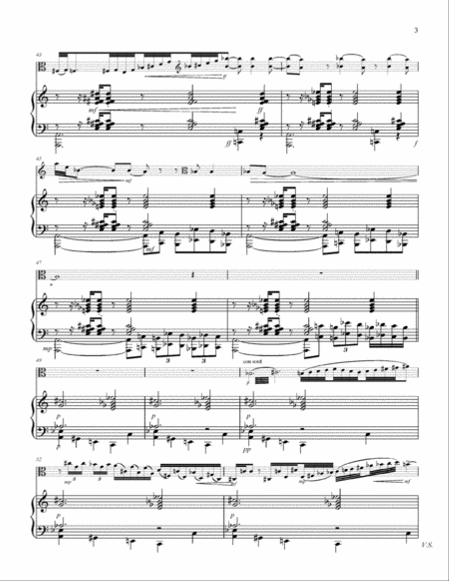 Tears of the Heliad for solo viola and piano Piano scores gallery preview page 3