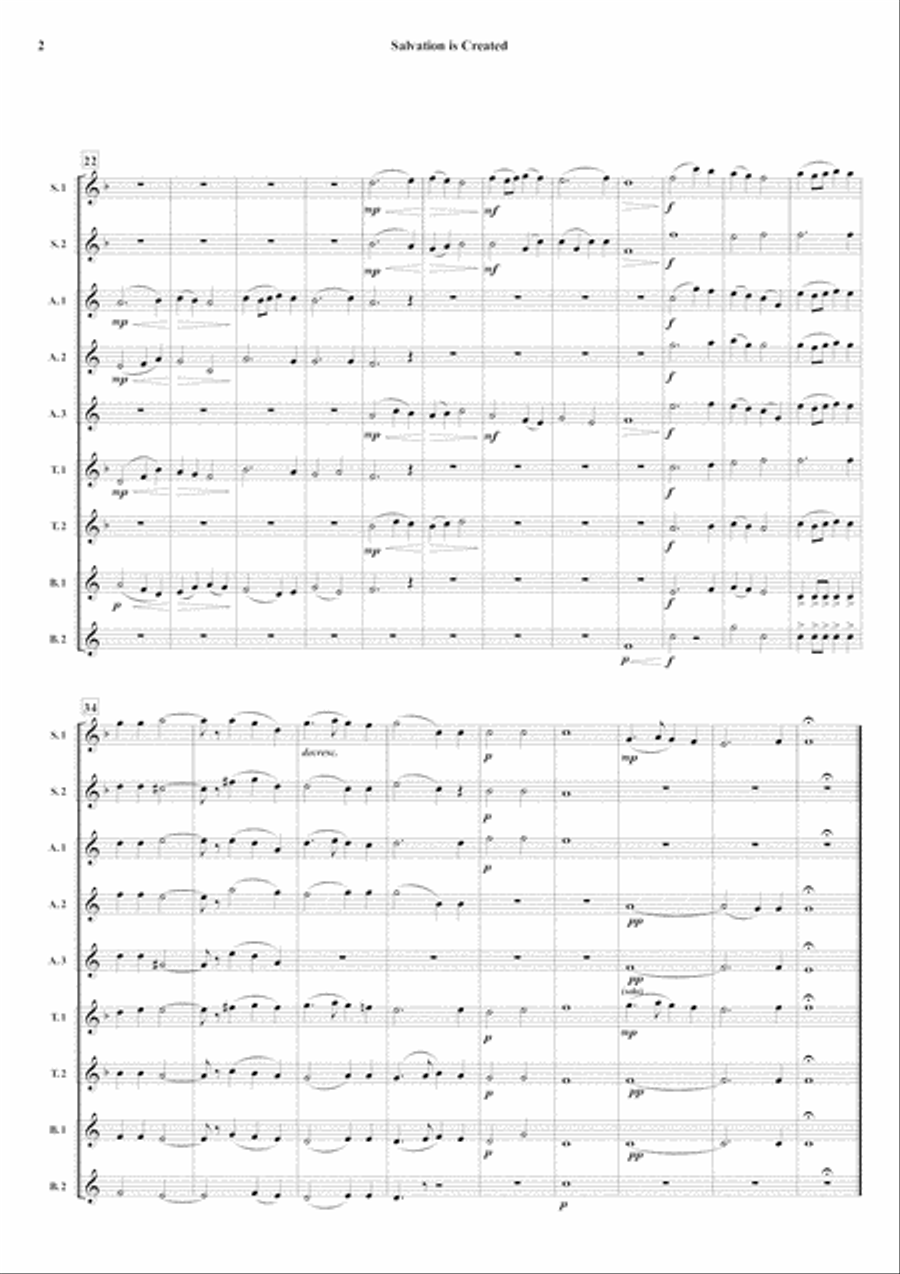 Salvation is Created (For Saxophone Ensemble) Woodwind Ensemble scores gallery preview page 3
